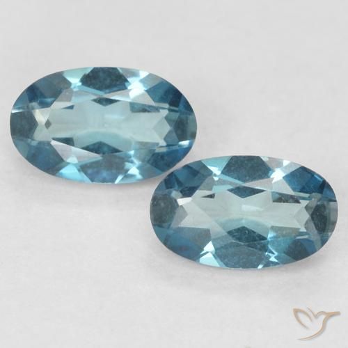 0.59ctw Natürlicher London Blau Topas, Oval, VVS-VS