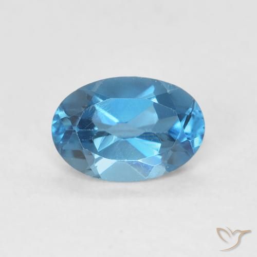 0.61ct Natürlicher London Blau Topas, Oval, VVS-VS