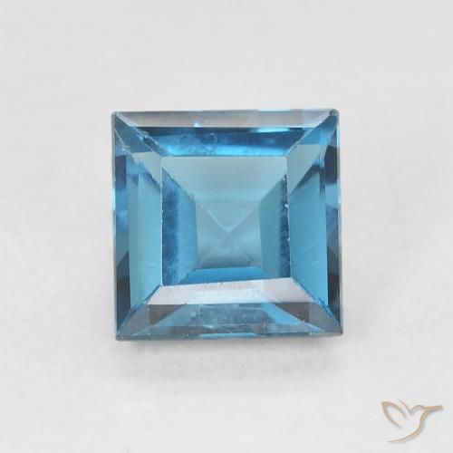 0.80ct Natürlicher London Blau Topas, Quadrat, VVS-VS