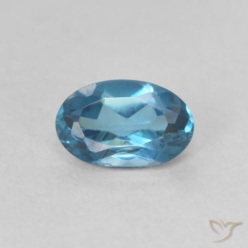 0.60ct Natürlicher London Blau Topas, Oval, VVS-VS