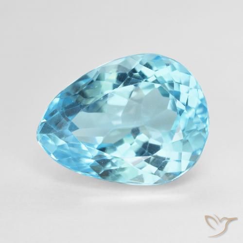9.63ct Natürlicher Himmerlblau Topas, Birnenform, VVS