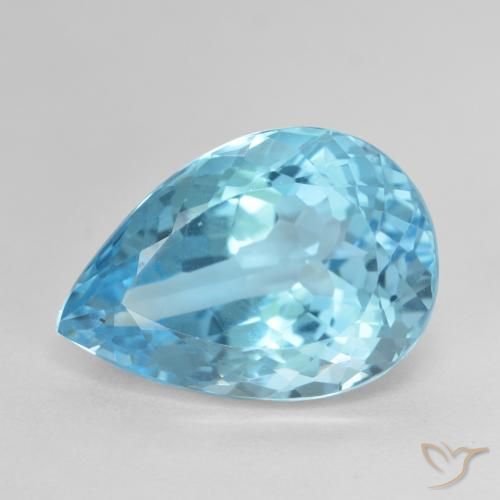 12.53ct Natürlicher Swiss Blue Topas, Birnenform, VVS