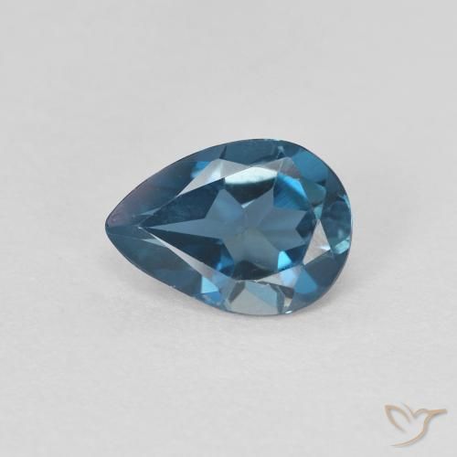 0.82ct Natürlicher London Blau Topas, Birnenform, VVS