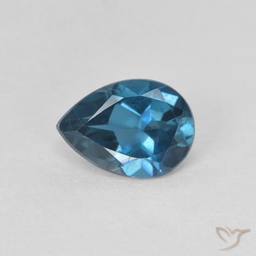 0.80ct Natürlicher London Blau Topas, Birnenform, VVS-VS