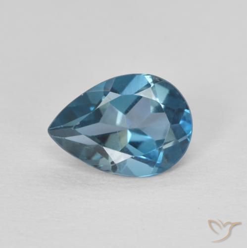 0.80ct Natürlicher London Blau Topas, Birnenform, VVS