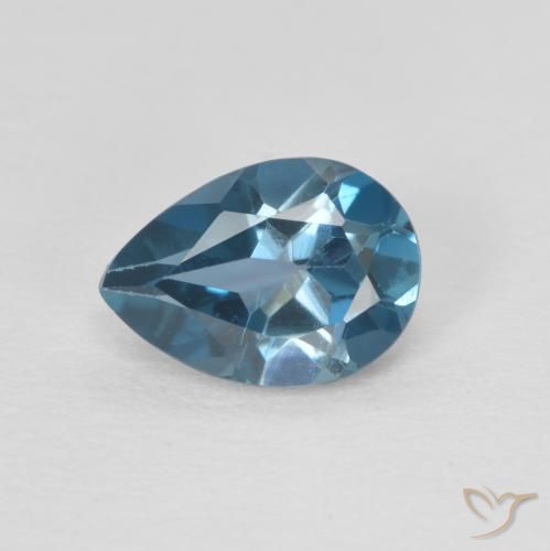 0.82ct Natürlicher London Blau Topas, Birnenform, VVS