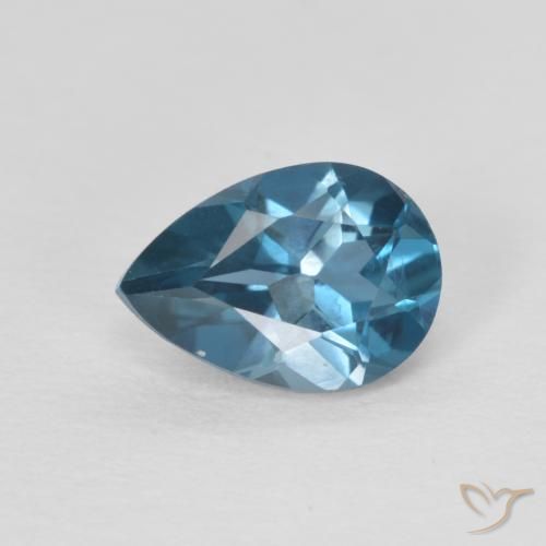 0.85ct Natürlicher London Blau Topas, Birnenform, VVS