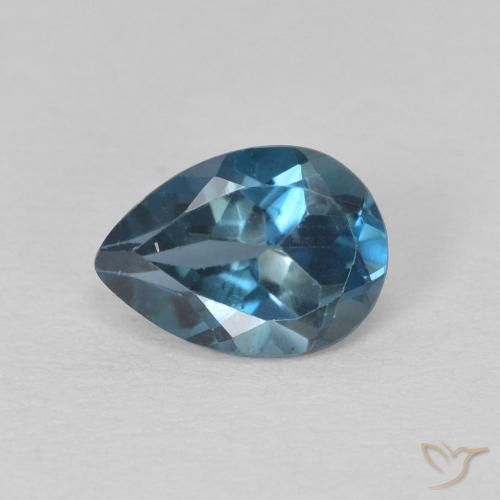 0.81ct Natürlicher London Blau Topas, Birnenform, VS
