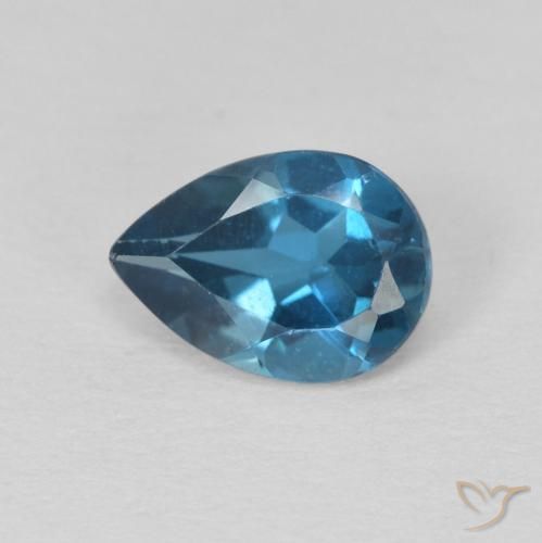 0.81ct Natürlicher London Blau Topas, Birnenform, VS