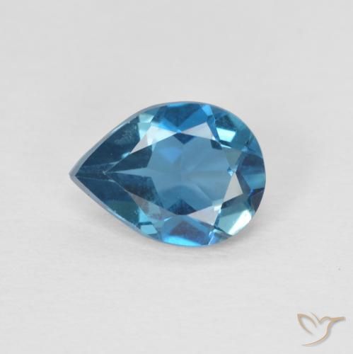0.80ct Natürlicher London Blau Topas, Birnenform, VVS