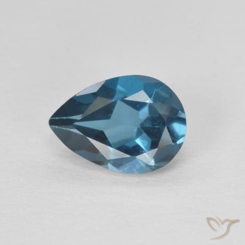 0.88ct Natürlicher London Blau Topas, Birnenform, VVS