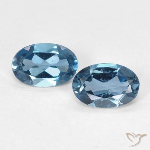 0.99ctw Natürlicher London Blau Topas, Oval, VVS