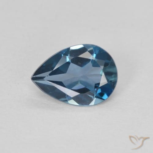 0.75ct Natürlicher London Blau Topas, Birnenform, VVS-VS