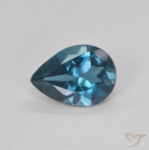 0.78ct Natürlicher London Blau Topas, Birnenform, VS