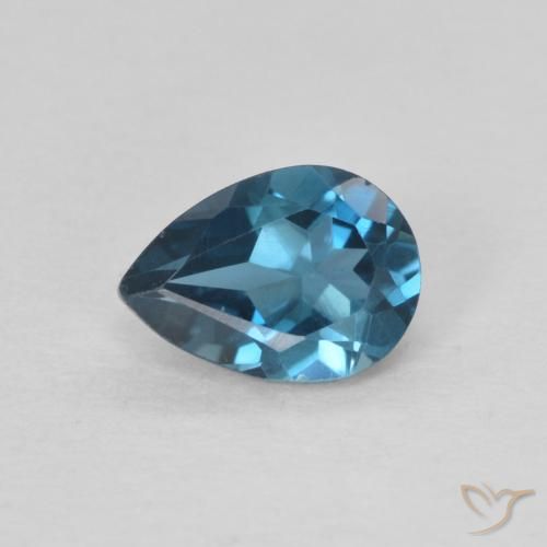 0.82ct Natürlicher London Blau Topas, Birnenform, VS