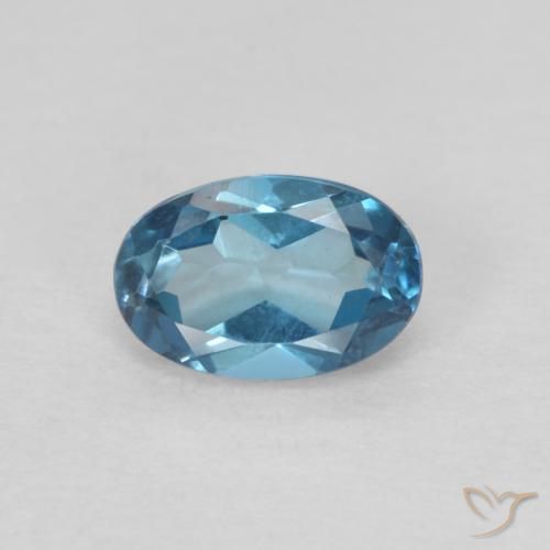 0.64ct Natürlicher London Blau Topas, Oval, VVS
