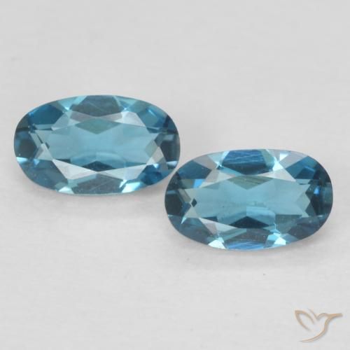 0.58ctw Natürlicher London Blau Topas, Oval, VVS-VS