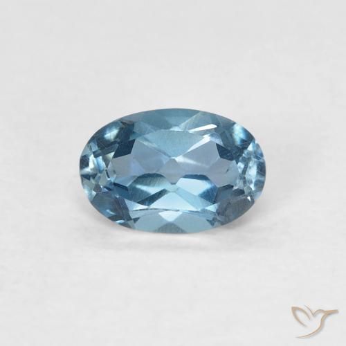 0.60ct Natürlicher London Blau Topas, Oval, VVS-VS