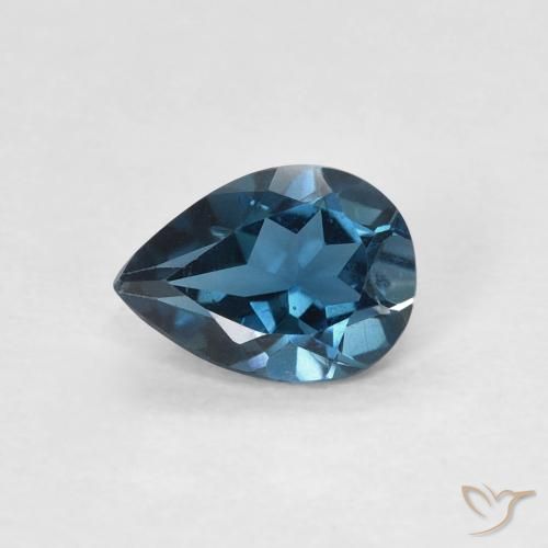 0.75ct Natürlicher London Blau Topas, Birnenform, VVS-VS
