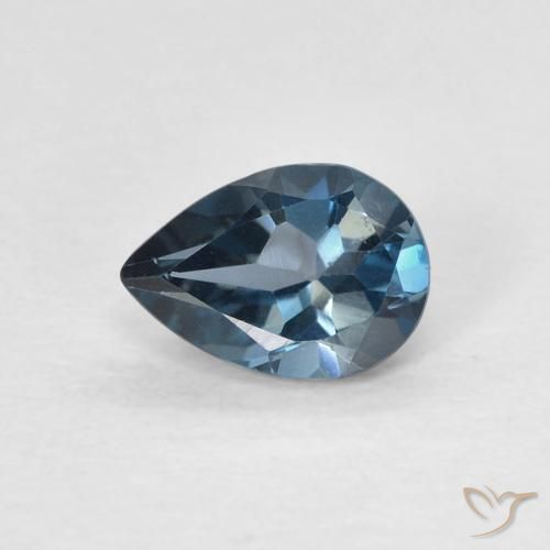 0.81ct Natürlicher London Blau Topas, Birnenform, VVS-VS