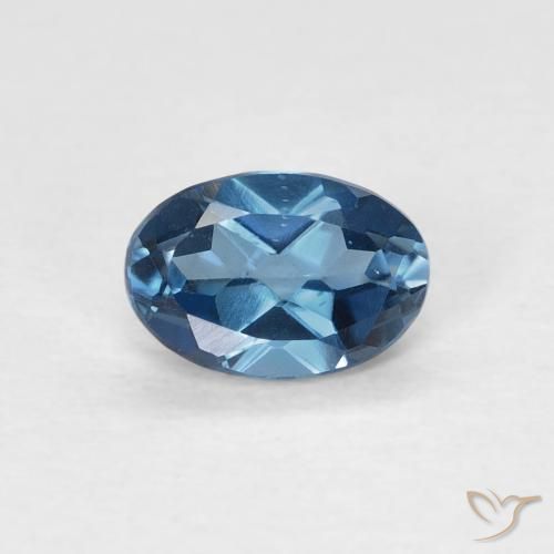 0.63ct Natürlicher London Blau Topas, Oval, VVS
