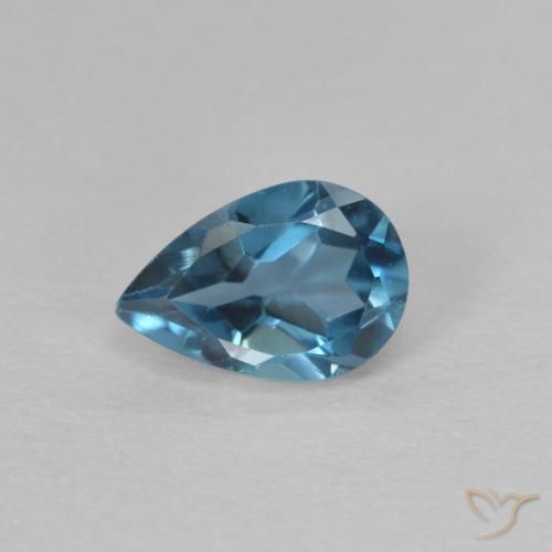 0.54ct Natürlicher London Blau Topas, Birnenform, VVS