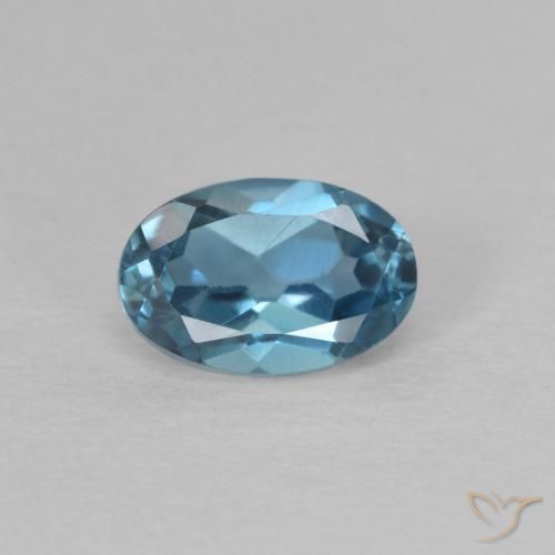 0.64ct Natürlicher London Blau Topas, Oval, VVS