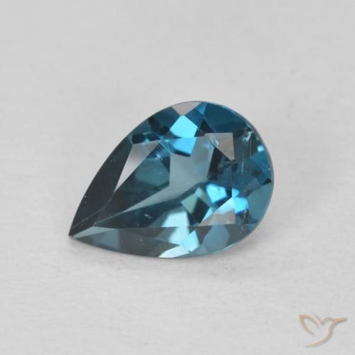 0.74ct Natürlicher London Blau Topas, Birnenform, VVS-VS