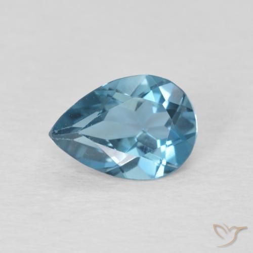 0.81ct Natürlicher London Blau Topas, Birnenform, VS