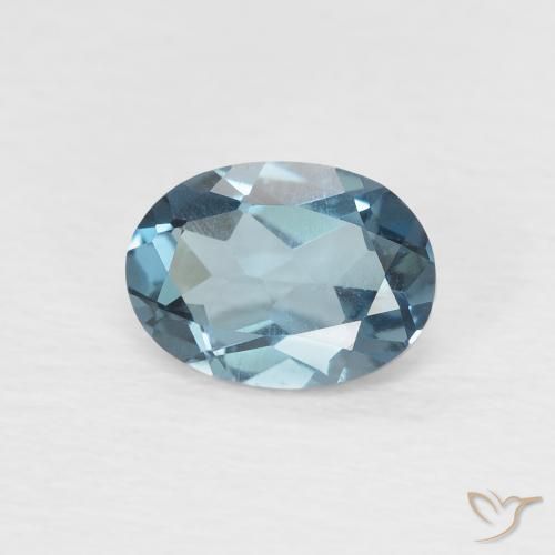 0.96ct Natürlicher London Blau Topas, Oval, VVS-VS