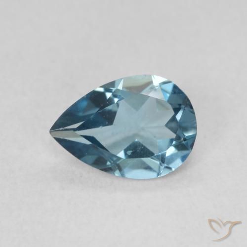 0.78ct Natürlicher London Blau Topas, Birnenform, VVS-VS