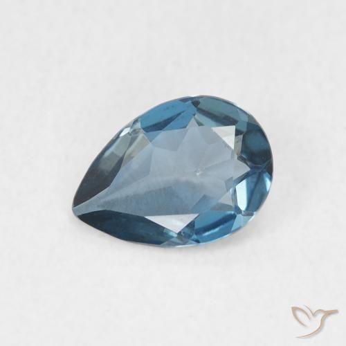0.67ct Natürlicher London Blau Topas, Birnenform, VVS