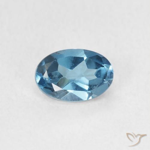 0.64ct Natürlicher London Blau Topas, Oval, VVS