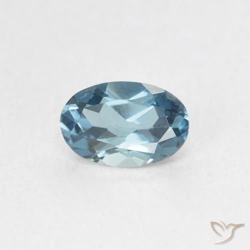 0.63ct Natürlicher Intensives Silber Aqua-Blau Topas, Oval, VVS