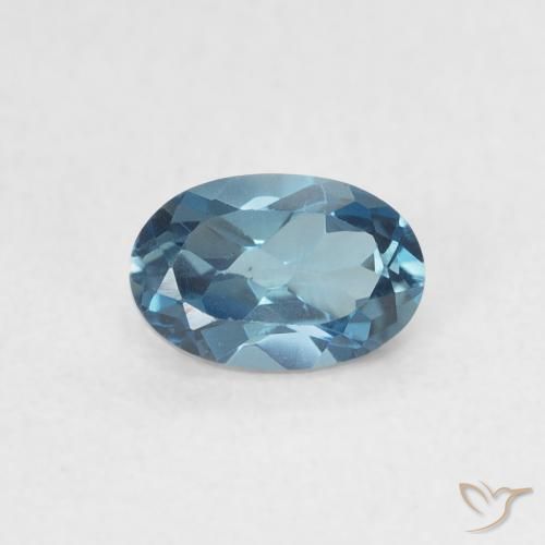 0.65ct Natürlicher London Blau Topas, Oval, VVS