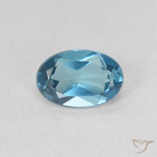 0.64ct Natürlicher London Blau Topas, Oval, VVS-VS