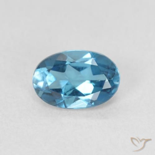 0.60ct Natürlicher London Blau Topas, Oval, VVS-VS