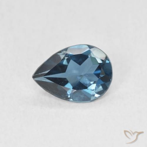 0.71ct Natürlicher London Blau Topas, Birnenform, VVS-VS