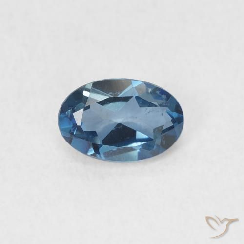 0.60ct Natürlicher London Blau Topas, Oval, VVS-VS