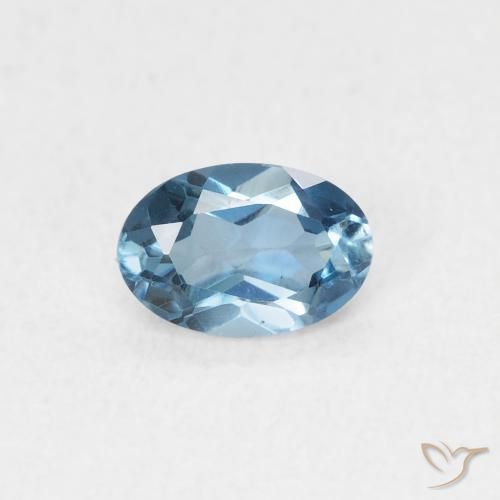 0.56ct Natürlicher London Blau Topas, Oval, VVS-VS, Photo A