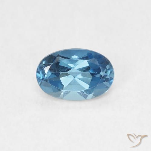 0.60ct Natürlicher London Blau Topas, Oval, VVS-VS