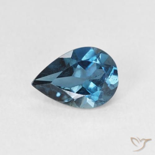 0.79ct Natürlicher London Blau Topas, Birnenform, VS