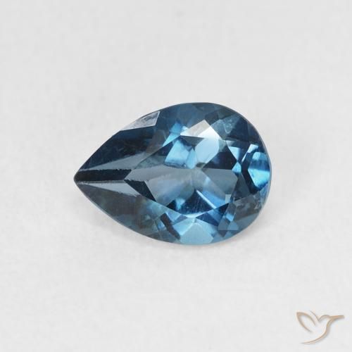 0.90ct Natürlicher London Blau Topas, Birnenform, VS