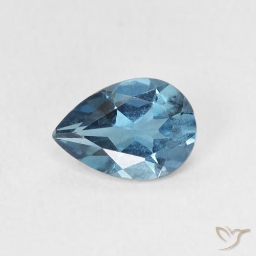 0.76ct Natürlicher London Blau Topas, Birnenform, VS