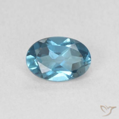 0.64ct Natürlicher London Blau Topas, Oval, VVS-VS
