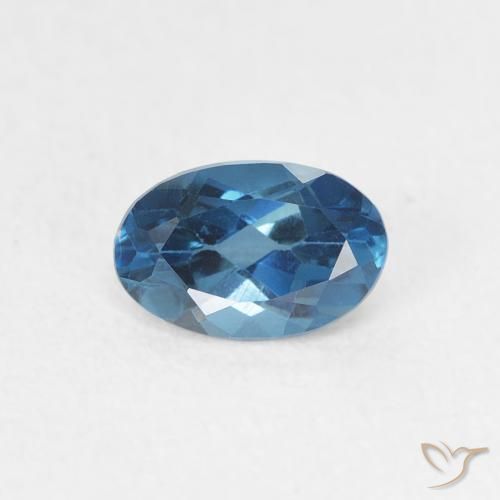 0.60ct Natürlicher London Blau Topas, Oval, VVS-VS