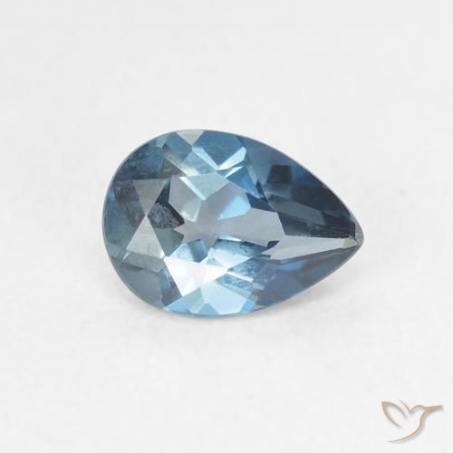 0.86ct Natürlicher London Blau Topas, Birnenform, VVS-VS