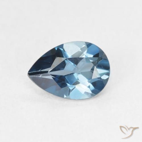 0.82ct Natürlicher London Blau Topas, Birnenform, VVS-VS