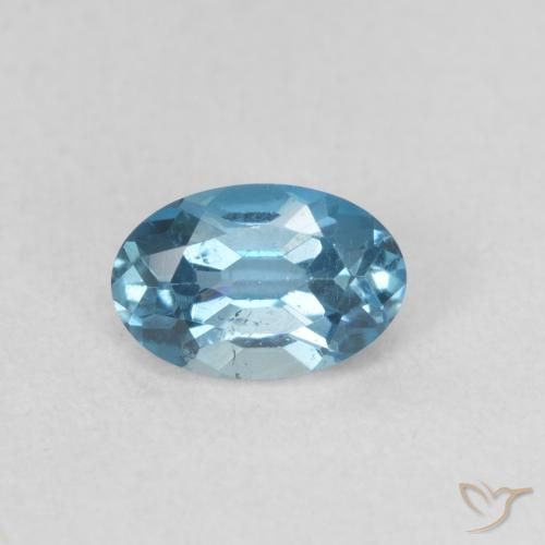 0.64ct Natürlicher London Blau Topas, Oval, VVS-VS