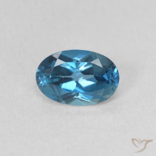 0.59ct Natürlicher London Blau Topas, Oval, VVS-VS